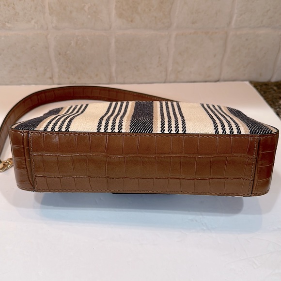 Michael Kors Sage Medium Blue Striped Canvas Shoulder Bag - Picture 10 of 10